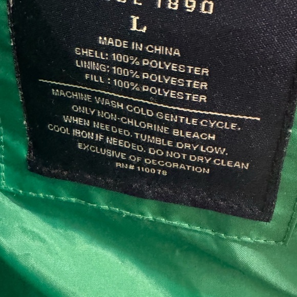 Green Polo Jacket with Embroidered Logo puffer preppy ski winter large zipper - Picture 6 of 8